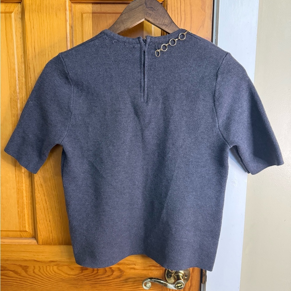 Zara Charcoal Top with Chain Accent - Picture 6 of 9